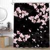 Kirschblüten Vintage Duschvorhang, Aquarellblüten Blühender Japanischer Kirschbaum Rosa Blüte Wasserdichte Badezimmer Vorhänge