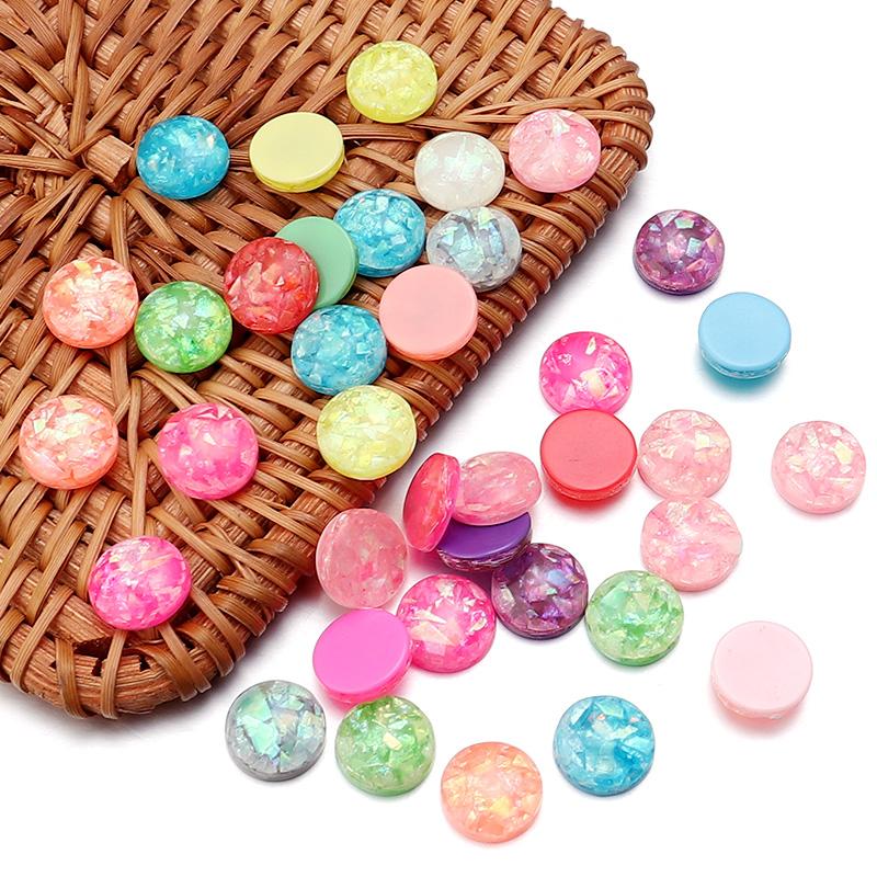 50pcs/lot 6-12mm Mix Color Round Cabochon Resin Beads Loose Beads For Jewelry Making DIY Necklace Bracelets Earring Accessories