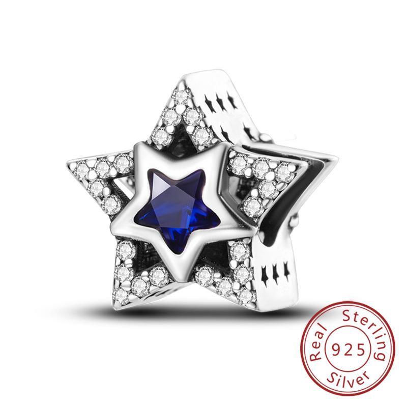 Copper Charms Beads Love Heart Lucky Stars Plane Blue Zircon Charms Pendants Fit Bracelet Charm Women Jewelry