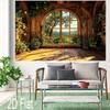2D Cozy Cottage Background, Arched Window with Nature View Themed Photoshoot Backdrop