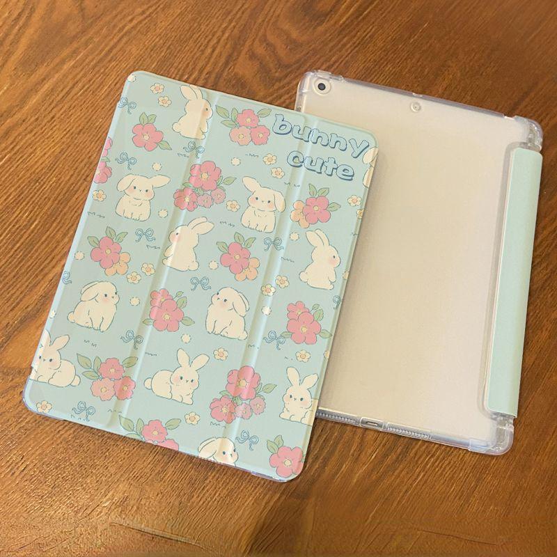 

Для iPad 2021 9th 10.2 чехол с милым цветочным узором кролика чехол из ТПУ для iPad Air6 11 Air5 Air4 10.9 Air3/Pro 10.5 с подставкой для карандашей iPad Pro2024（13）