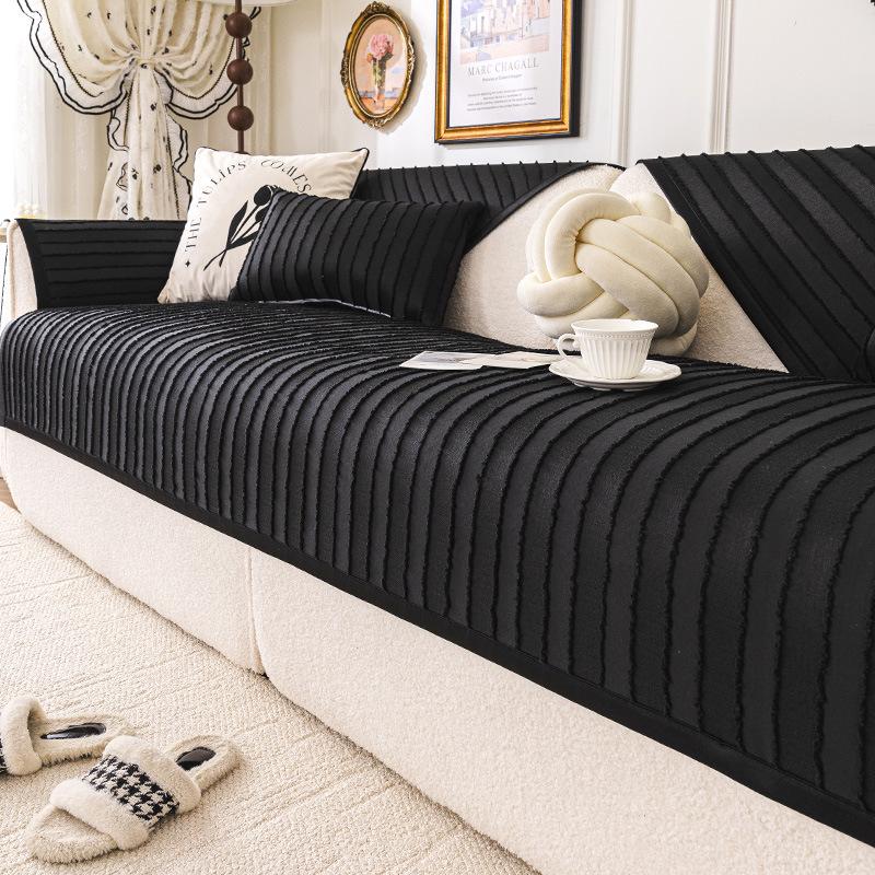 2025 new chenille thickened sofa cushion high-end light luxury four-season universal straight-row sofa cover