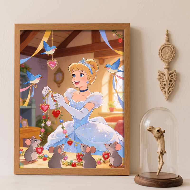 Disney diamond painting set full of diamonds 5D diamond art Disney magic hearts home decoration creative handicrafts Round 20x30cm