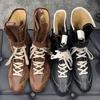 Cowhide Version~ Flat Bottom Inner Height Increase Martin Boots Women's 2025 New Boxing Boots Matte Leather Lace-up Short Boots German Training Boots