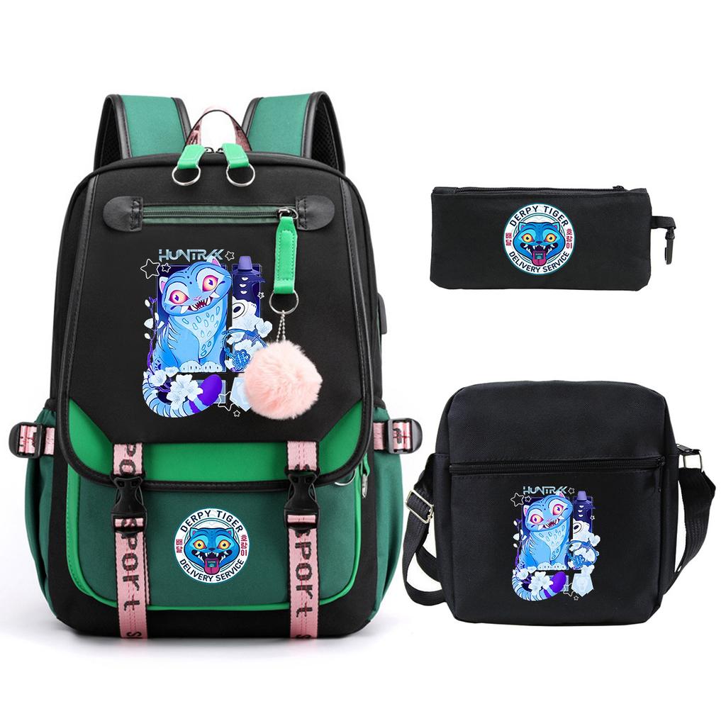 Witch Hunters Cartoon Peripheral Printing Children's Backpack Cross-border New Student School Bag Three-piece Shoulder Bag Pencil Bag