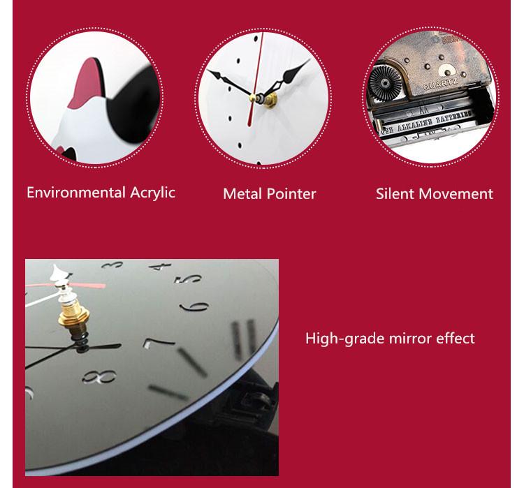 Cartoon Kitten Tail-Wagging Wall Clock for Children's Room and Living Room Decor