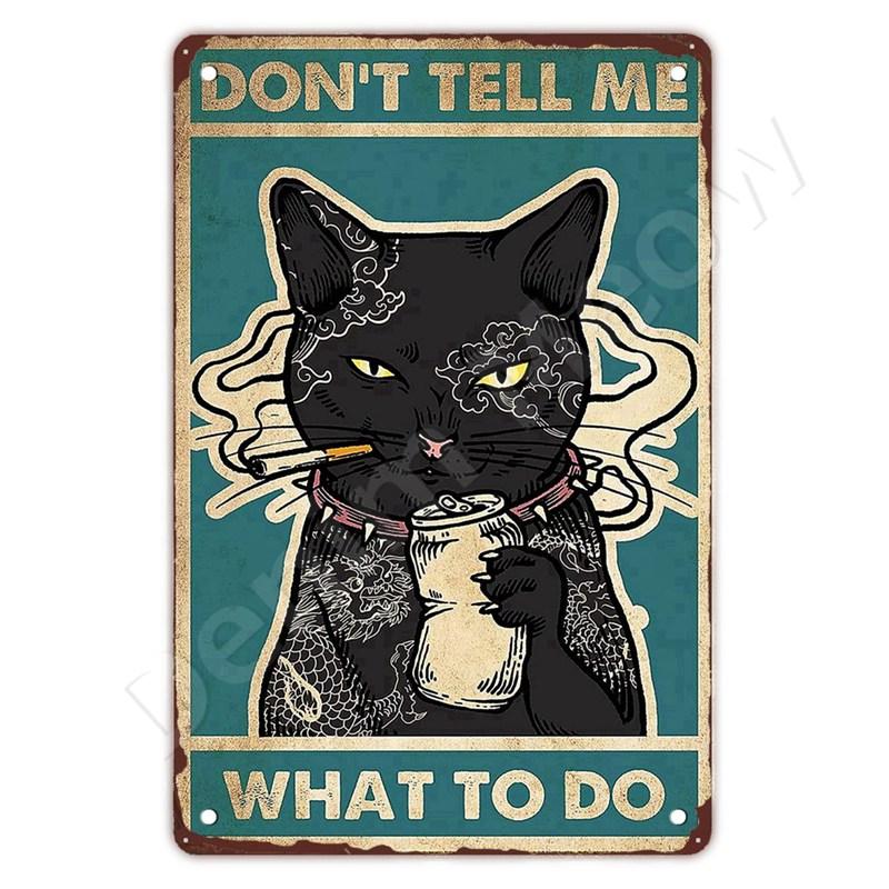 Funny Bathroom Quote Metal Tin Sign, Black Cat, Wash Your Paws, Poster for Home, Bathroom, Cafe, Wall Decor, Gift for Women