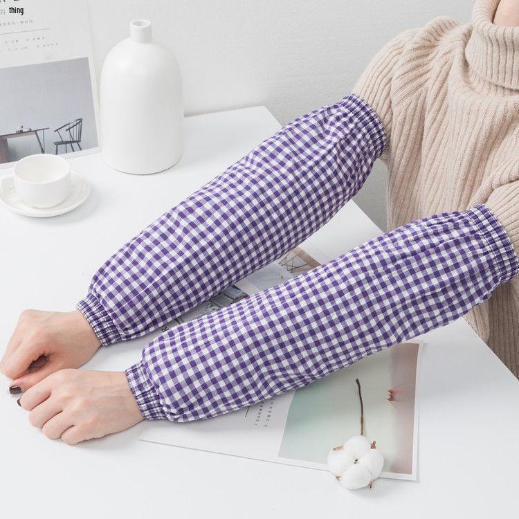 Strapazierfähige Baumwoll-Karo-Armstulpen für Herbst/Winter - Schmutzabweisend, Elastisch, Lockerer Sitz für Zuhause und Arbeitsschutz