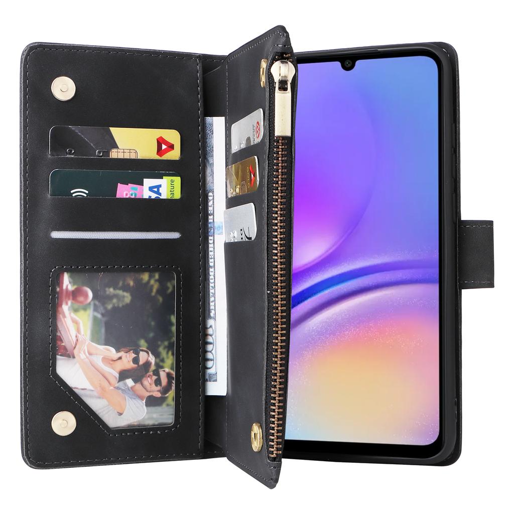 For Samsung Galaxy A05 4G Case Multiple Card Slots Anti-fall Zipper Pocket Leather Phone Cover