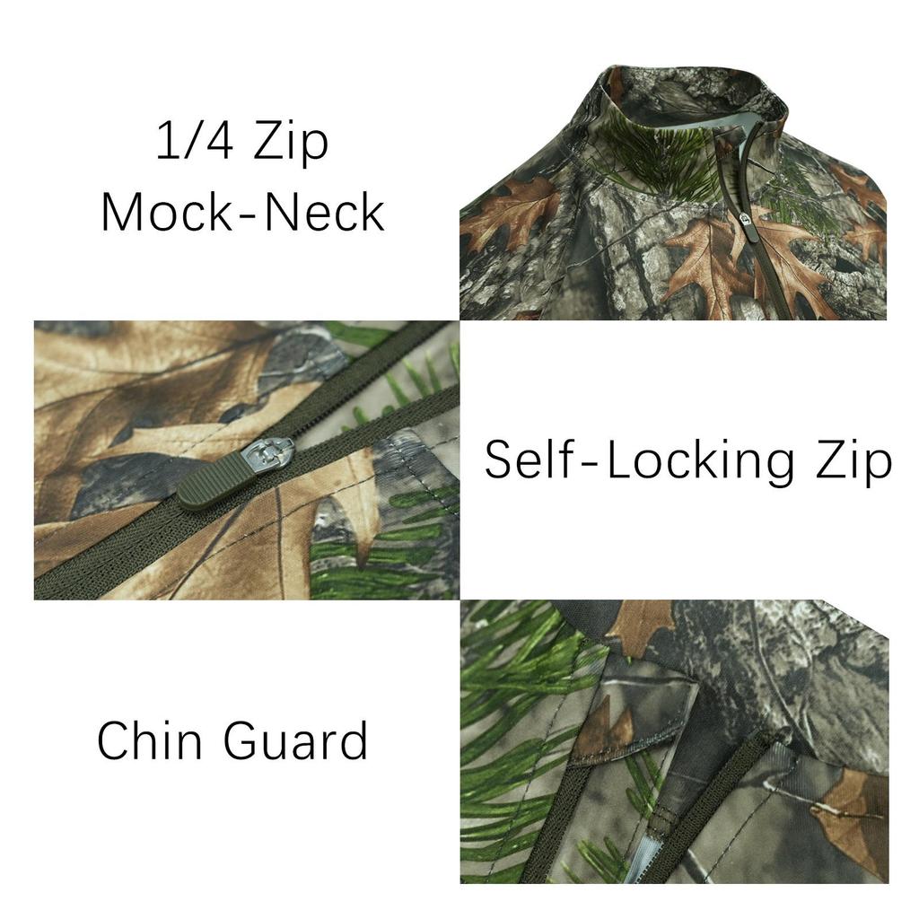 Hunting Outdoor Lightweight Quick-Dry Long-Sleeve Sports T-Shirt with Half-Zip