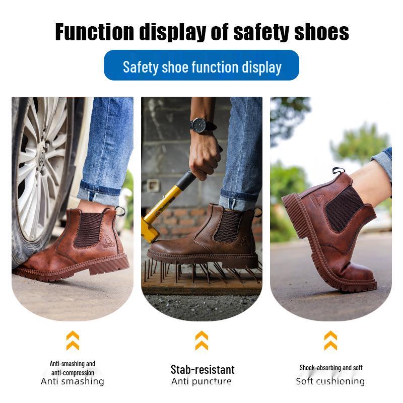 Lazy Man Slip-On Water-Resistant Work Shoes: Comfortable, Anti-Smash, Anti-Puncture, Compression-Resistant, Durable for Long Wear.