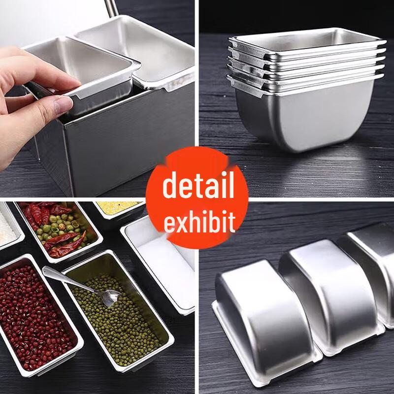 SPSR Stainless Steel 6-Compartment Condiment Organizer with Lid