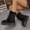 New Women's Snow Boots with Fleece, Warm Cotton Shoes, Toe Coverings, Semi-drag Fleece Shoes Devotion
