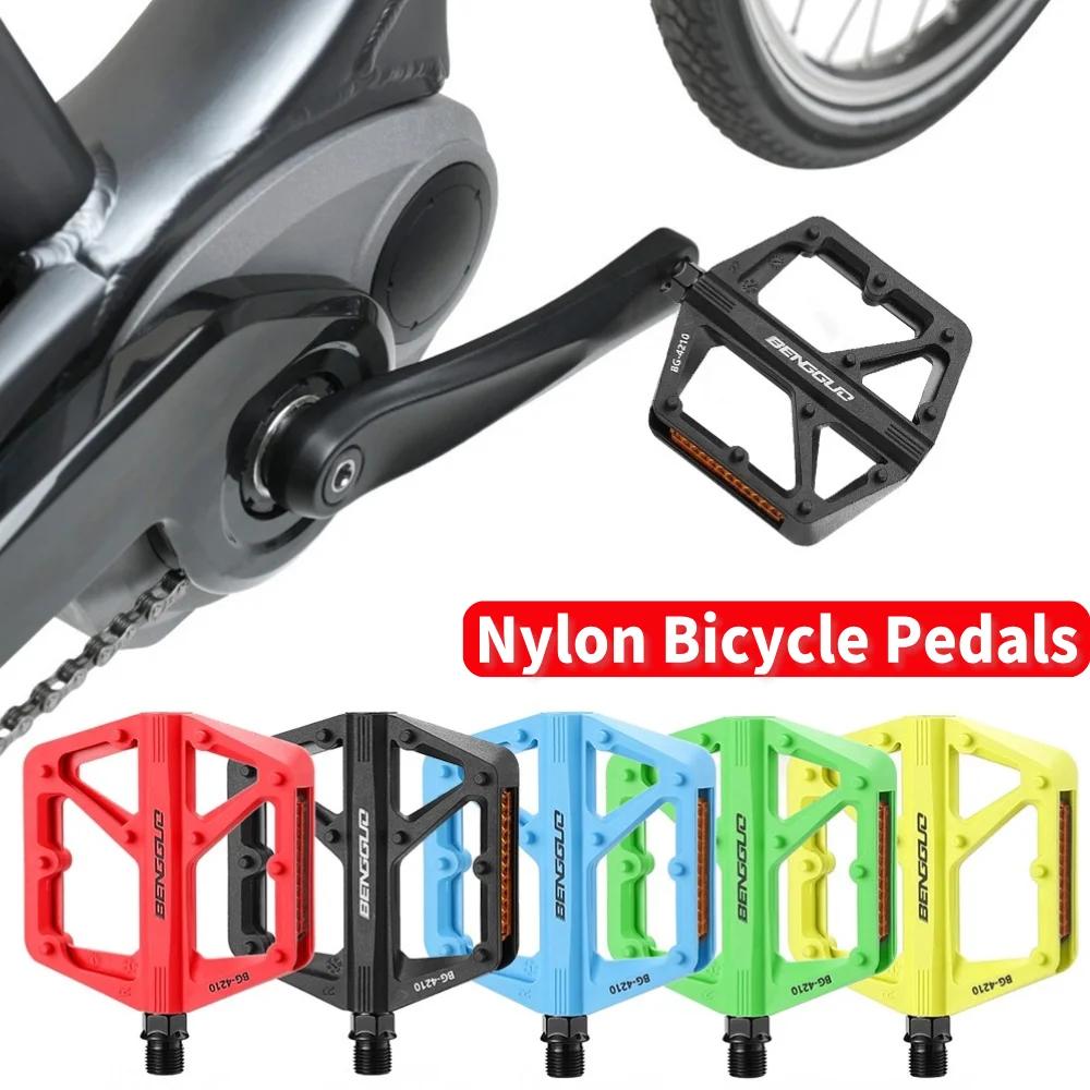 Double DU Bearing Nylon Bicycle Pedals with Reflector Ultralight Bike Pedals Waterproof Cycling Safety Pedals Bike Accessories