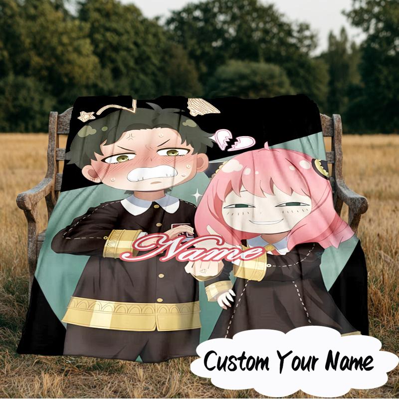 Custom Name Anya Sweet Fan Family Blanket Ideal Bedding Blanket Perfect for Travel, Camping, Living Rooms, Offices, Sofas, Fan Christmas Gift