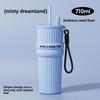 Insulated Travel Mug With Straw For Women Large Capacity Stainless Steel Car Cup For Cold Drinks