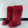Cizme Pufoase Lungi Înalte de Iarnă Imitație Blană de Vulpe Pufoasă Cizme de Zăpadă pentru Bărbați și Femei Iarnă Mărimi Mari Cizme Peste Genunchi cu Blană