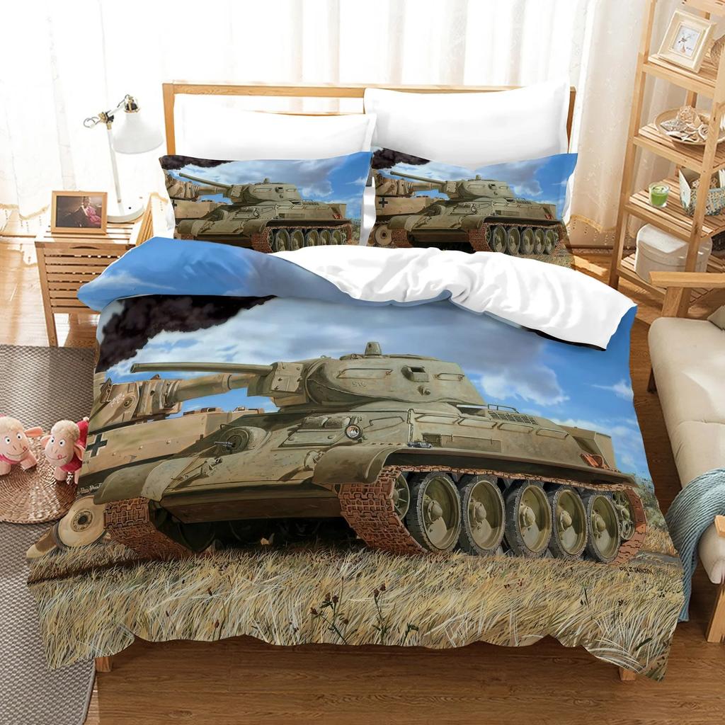 3D War Weapon Tank Duvet Cover with Pillow Cover Bedding Set Single Double Twin Full Queen King Size Bed Set Boys Bedroom Decor