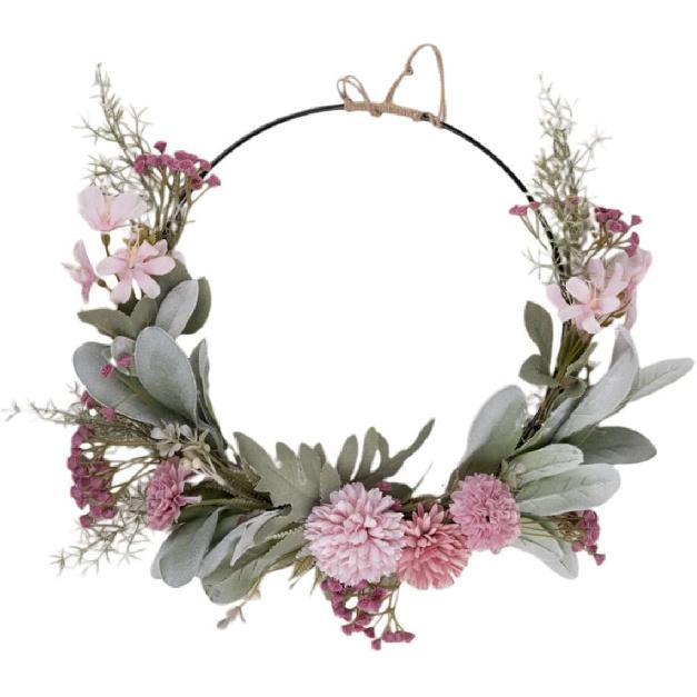 Zerodeko Door Wreath Garland Hoop Indoor Plants Artificial Garland Anthurium The Flowers Iron Metal Hoop Wreath Front Door Hoop Wreath