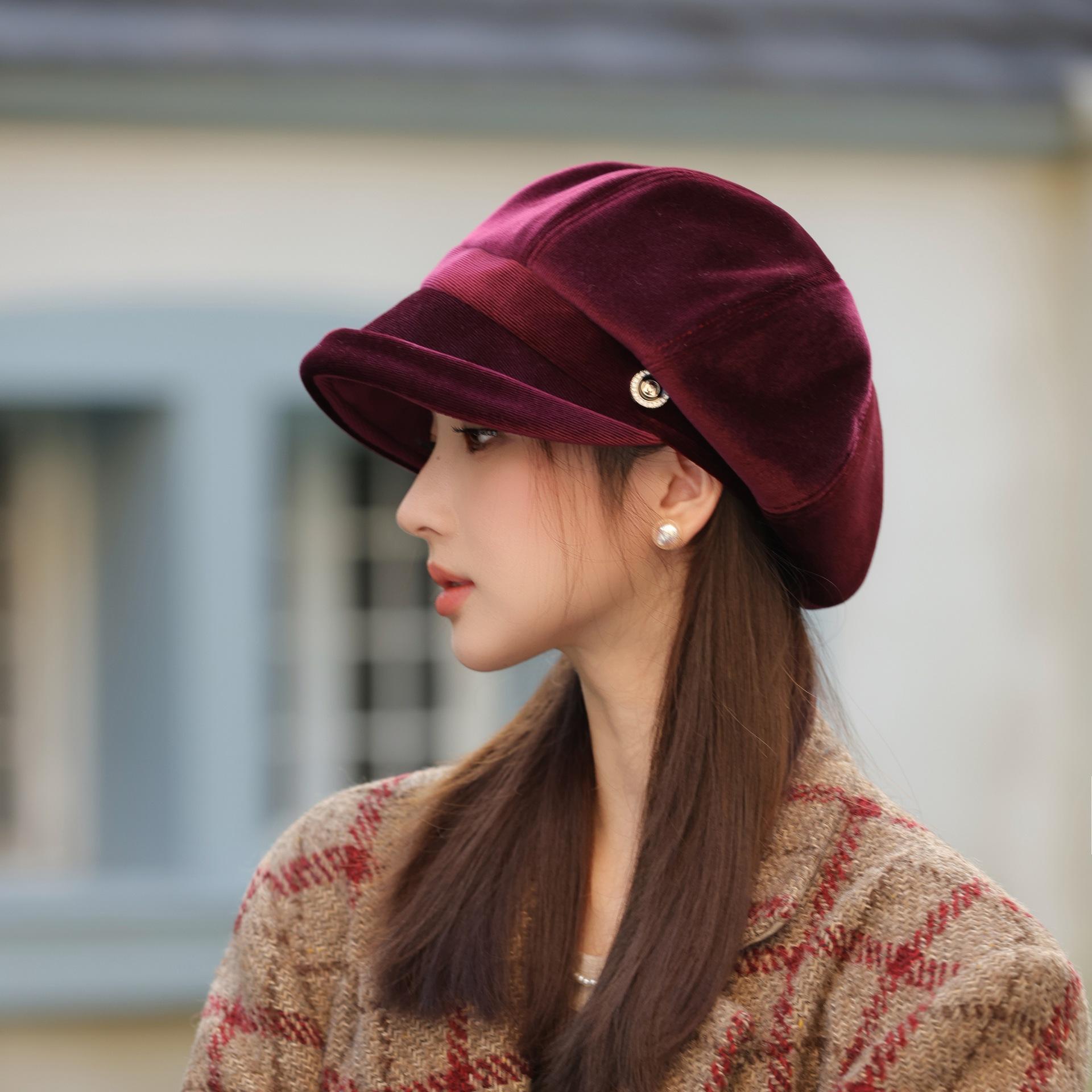 

Берет Женский Осень и Зима Ретро Шляпа Художника Мода Утиный Язычок Восьмиугольная Шляпа One size