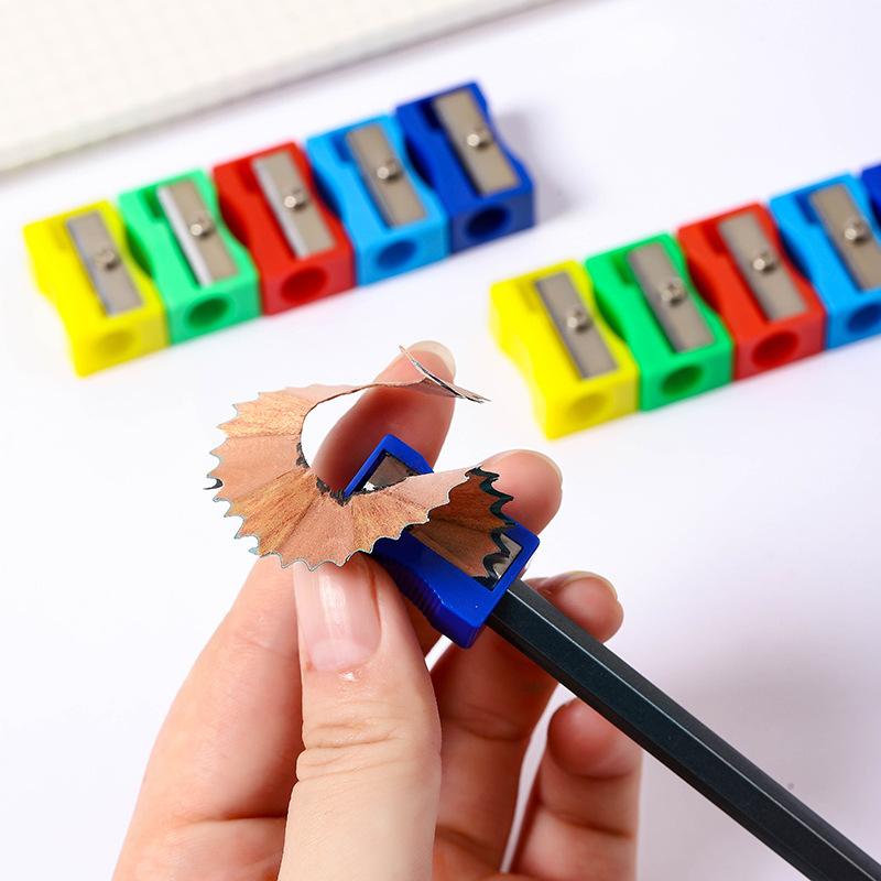 10pcs Set Random Color Single-Hole Pencil Sharpener, Rectangular Pencil Sharpener Stationery, Colored Pencil Sharpeners