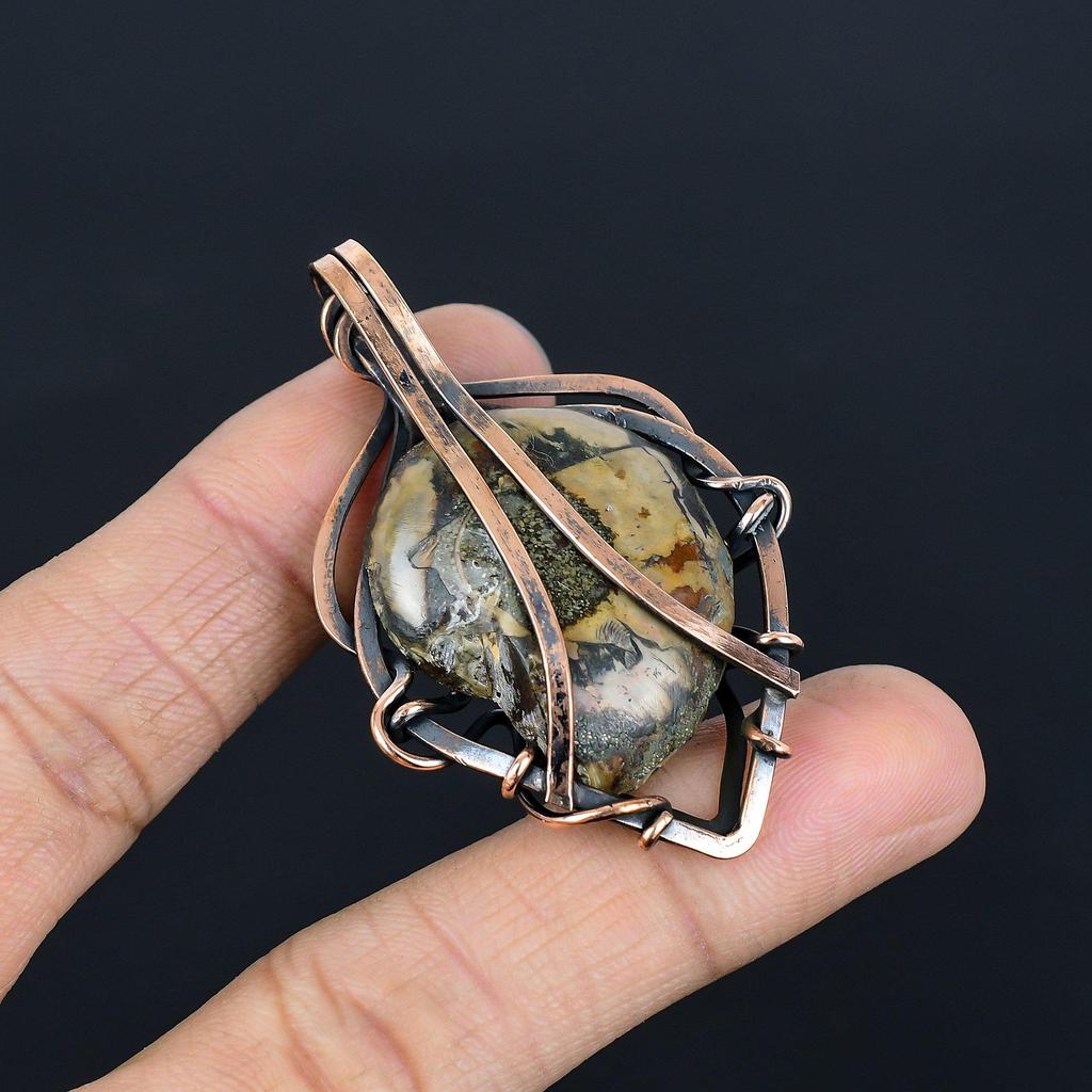 Ammonite Fossil Pendant, Gemstone 999 Copper Wire Wrapped Jewelry Pendant, Handmade Jewelry Beautiful Pendant