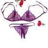 Women Lace Bra Set Sexy Lingerie Set Strappy Wire Free Underwear Bralette Suit