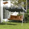 4-Piece Seat Cushion Set, 150x50 cm Water-Repellent Chair Cushions with Ties, 10cm Thick Tan