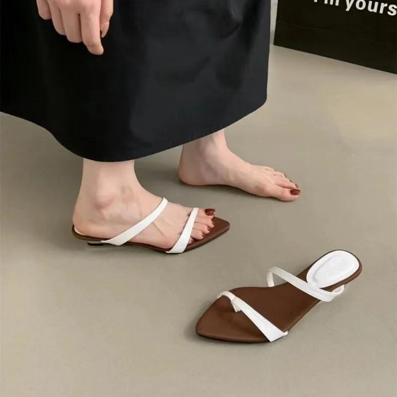 Fashion 2024 High Quality Ladies Shoes Set of Toes Women's Slippers Fashion Shallow Modem Slippers Sexy Pointed Toe Solid Wedge Slippers