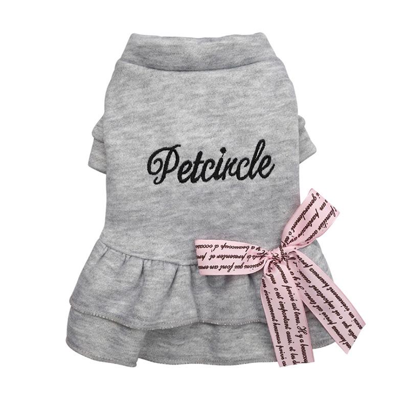 

Милое платье с бантом для щенков, зимняя теплая одежда для домашних животных для маленьких собак, платья для йорков, ши-тцу, юбка для кошек XL серый