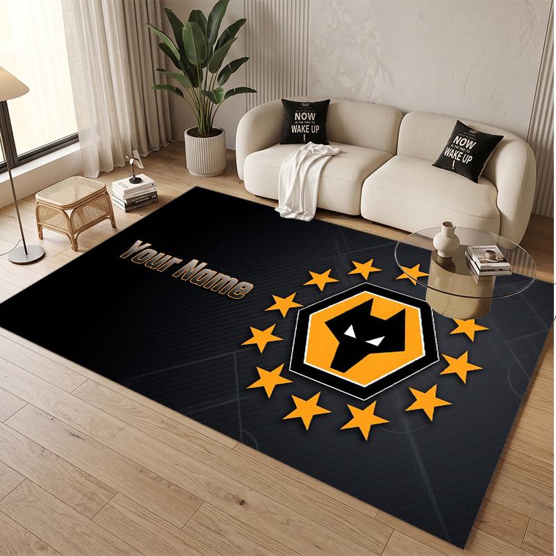 Personalized Crystal Velvet Carpet Wolverhampton Wanderers Pattern Non Slip Floor Rug