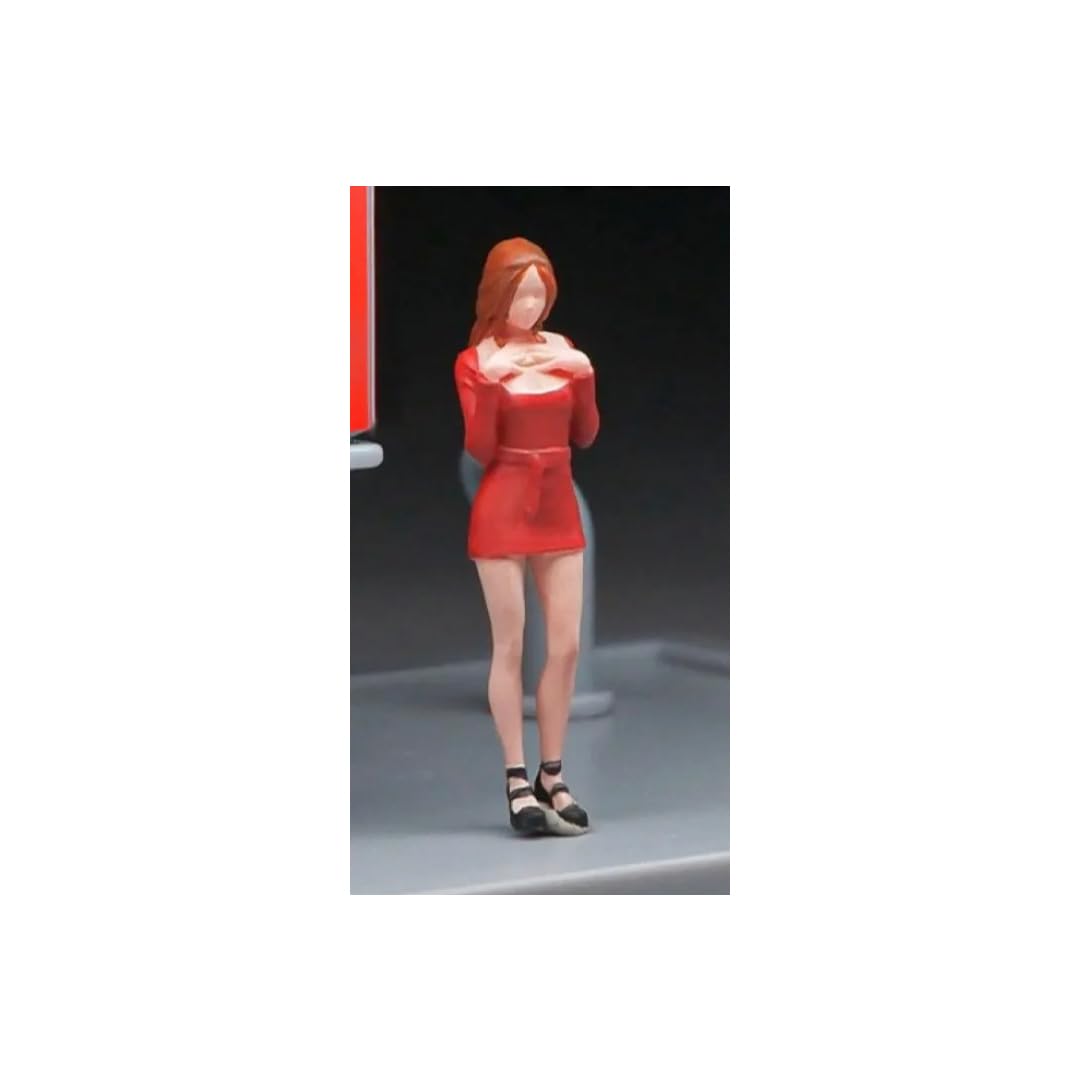 

scale casual girl in red diorama 1/64 figure, clothes, miniskirt, 22223578, model, [used]