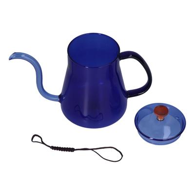 Kaffeekessel Glaskaffeekanne 600ML Kaffeefilterkessel Langhalskessel für HeimkücheBlau