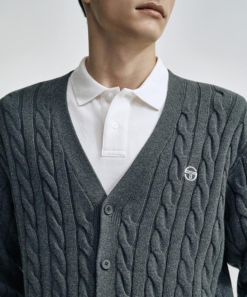 Sergio Tacchini M V-Neck Cable Sweater Cardigan (D.Melange Grey)