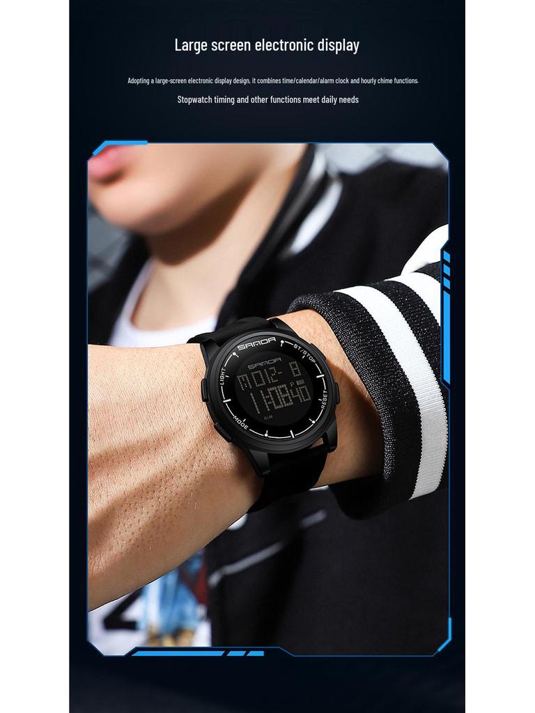 Sanda Luminous Men's Multifunctional Waterproof Digital Watch with Stopwatch and Alarm Clock  