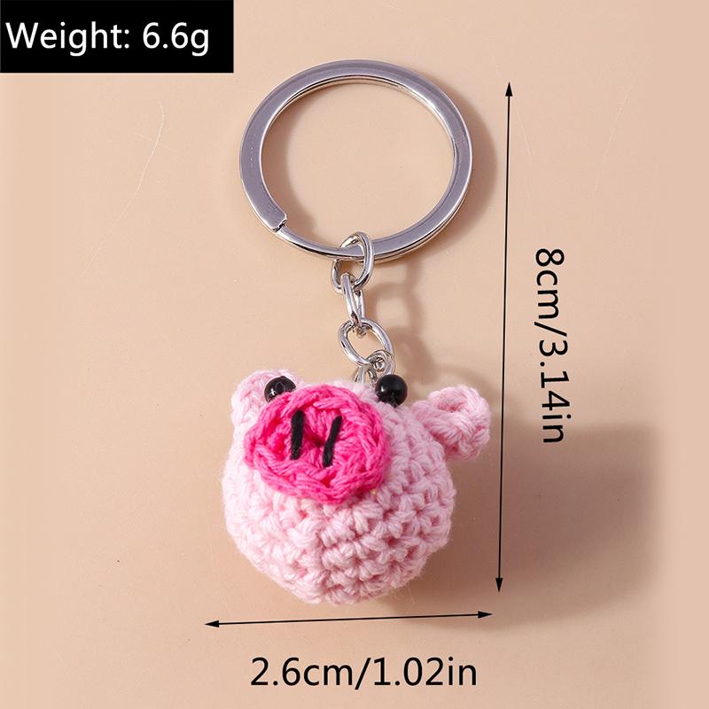 Lovely Handmade Knitted Pig Keychain Crocheted Animal Key Rings Pendant for Women Girls Handbag Charms DIY Jewelry Gifts