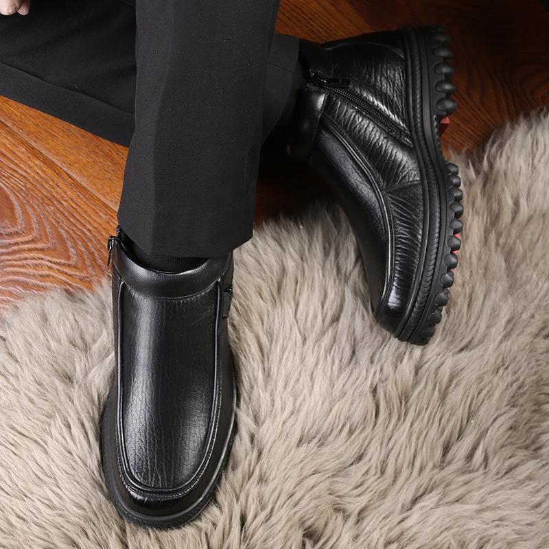 Old man head business platform winter velvet high-top casual men's shoes winter leather pedal leather shoes men's HGH19