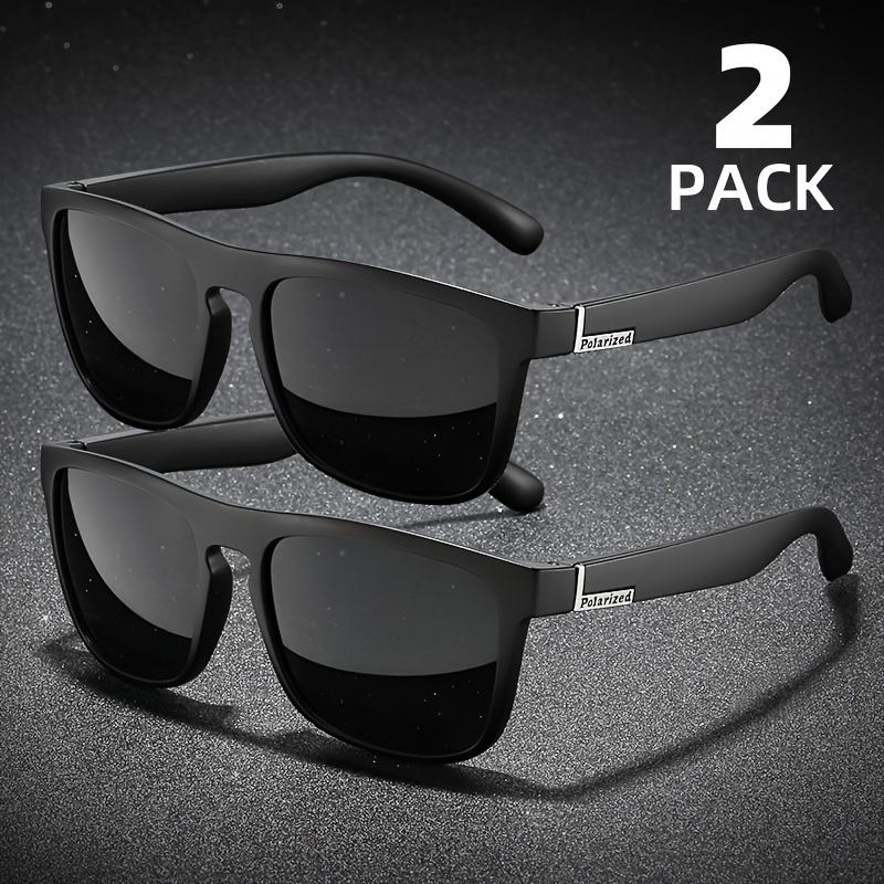 2PCS Fashion Square Polarized Sunglasses Men Vintage Plastic Male Sun Glasses Women Stylish Black Sport Shades UV400