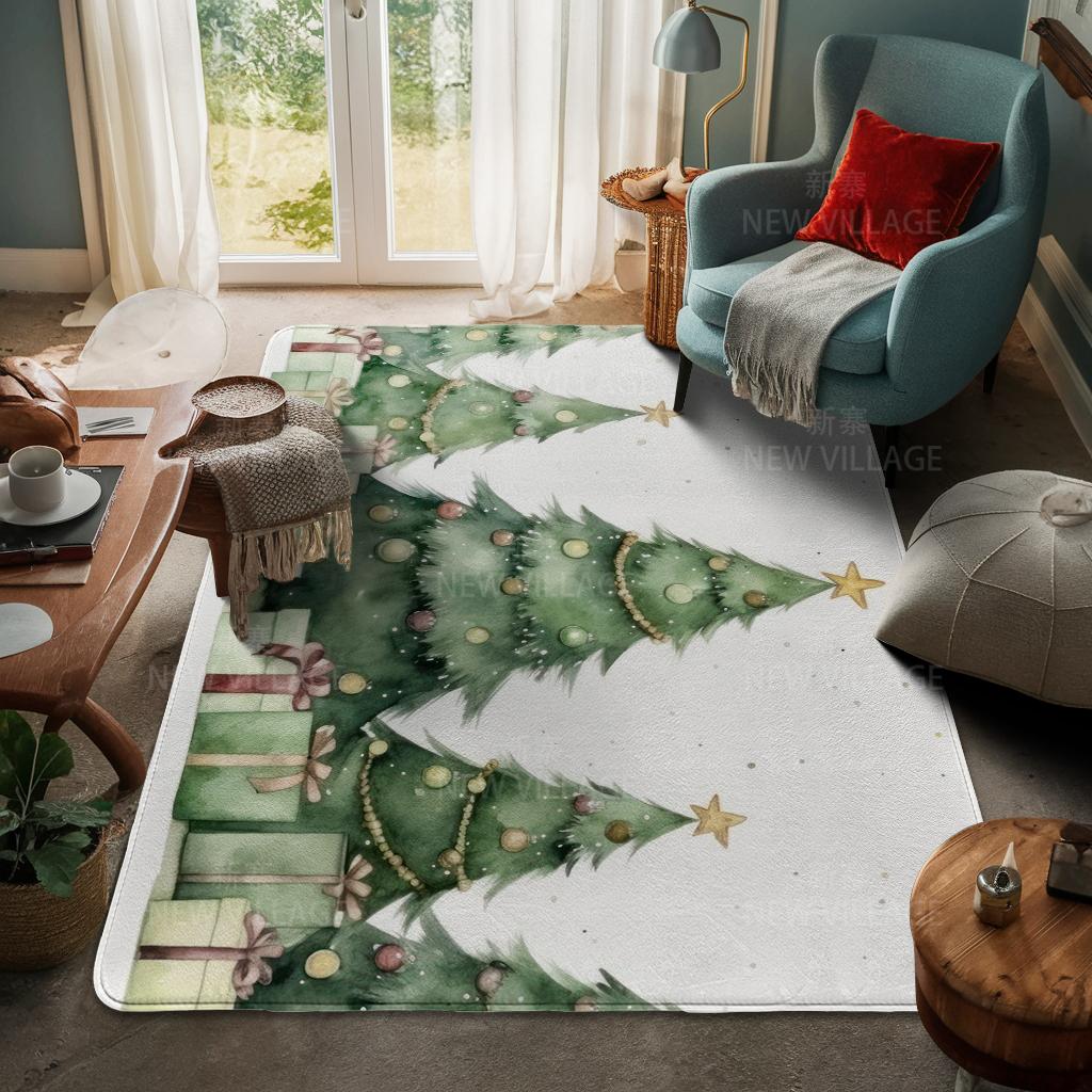 House Entrance Carpet Home Door Mat Living Room Bath Foot Bathroom Non-slip Water Absorption Rugs Bath Merry Christmas Winter