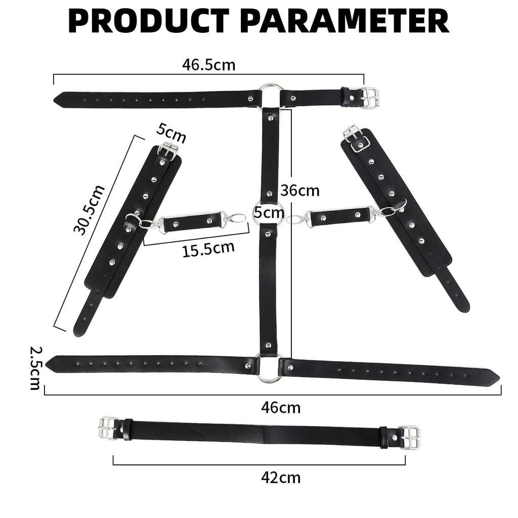 Bondage Restraints Handcuffs Sex Toys Neck to Wrist Behind Back Adjustable Handcuffs Belt PU Leather for Adult SM Games