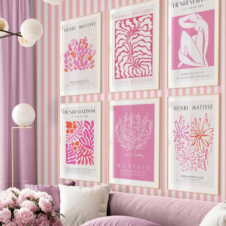Grazioso Rosa Nero Quadro su Tel Decorazione Parete Stampa Artistica