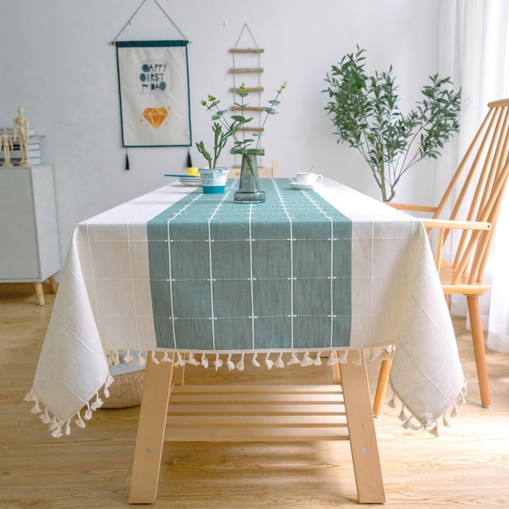 Party Extended Table Cloth Art Walmart Restaurant Plaid Cotton And Linen Tassel Simple Modern Color Matching Tablecloth Cover