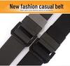 Unisex Black Metal Double Ring Buckle Elastic Canvas Belt for All Seasons