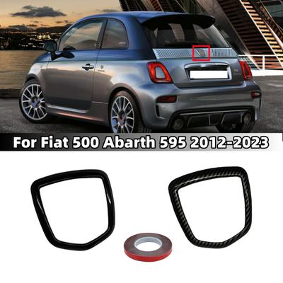 Para Fiat 500 Abarth 595 695 2012 2013 2014 2015 2016 2017 2018 - Cubierta de Embellecedor Trasero Negra/Aspecto Carbono