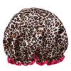 Shower Cap Leopard Zebra Dot Printing Double Layer Protection Waterproof Hair Hat with Elastic Band Makeup Shower Hat
