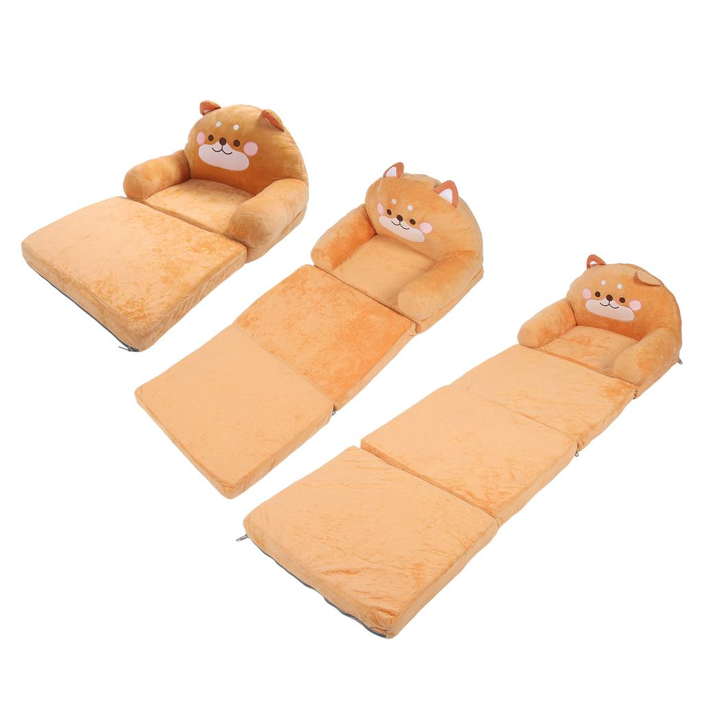 Kids Chair Couch Cartoon Folding Cute Couch Portable Sofa Chair for Home Schools Brown Puppy