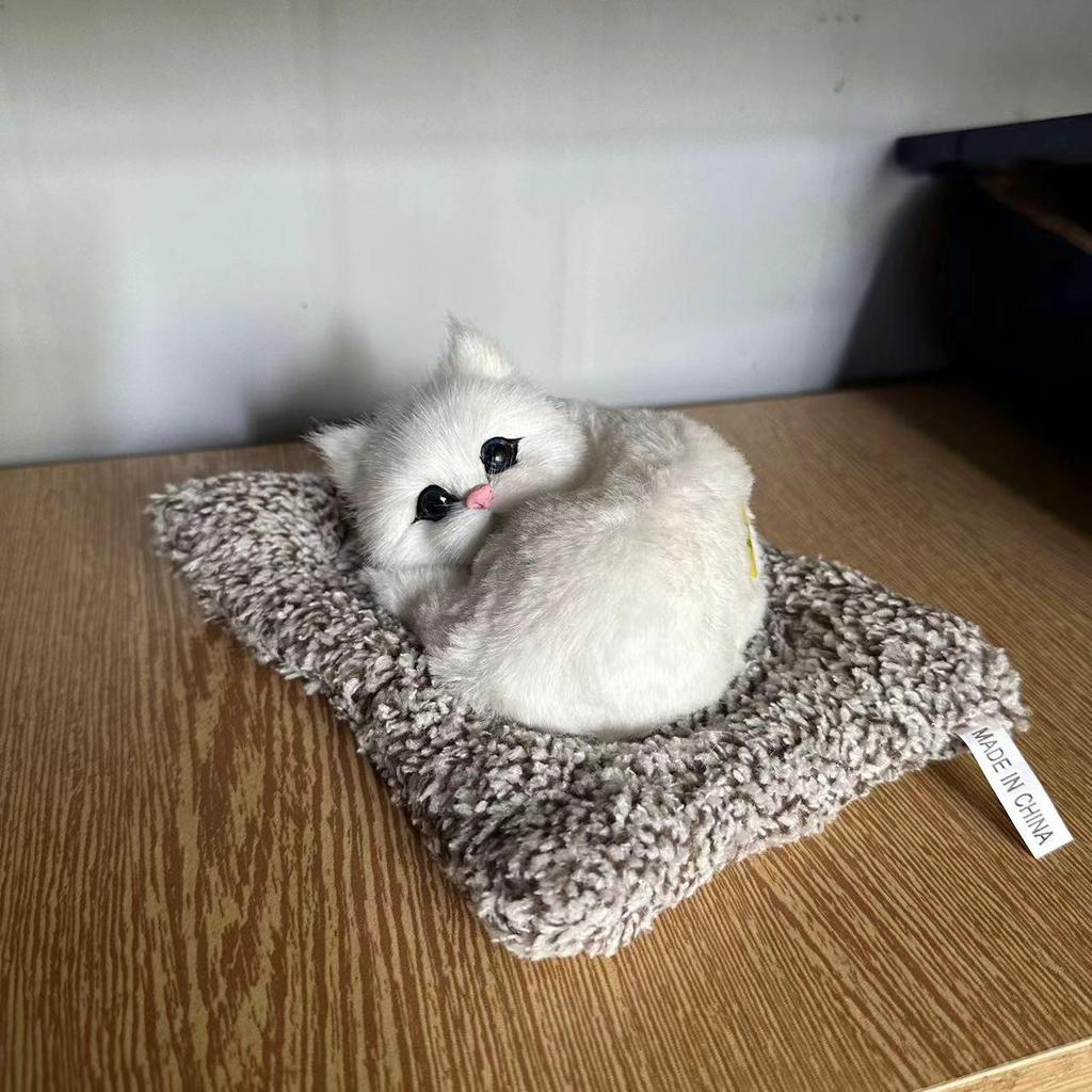 Handmade Bamboo Charcoal Meowing Cat Figurine for Home or Car Decoration