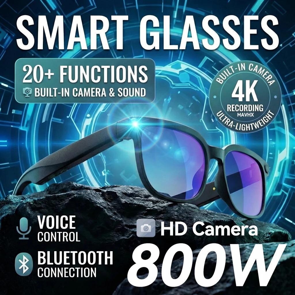 4K Camera Slimme AI Bril AI Spraakbesturing WiFi Transmissie HD Gesprekken Muziek Afspelen Draagdetectie Lichtgewicht TR90 Frame IP65 Real-time Vertaling