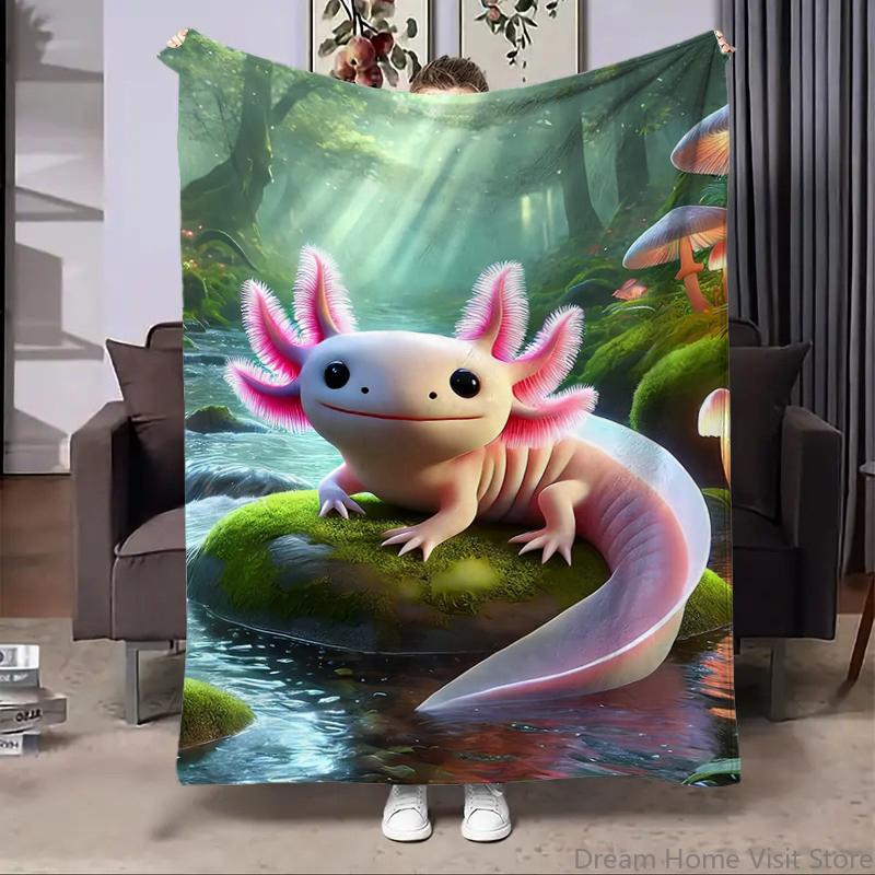 8 Sizes Cute Axolotl Printed Blanket Warm Soft and Comfortable Home Travel Blanket Sofa Bedding Cover Blanket Kids Gamer Gift