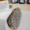 Elegant Rhinestone-Embellished Chain Shoulder Bag Women Butterfly Shape Hard PVC Evening Clutch In Black Gold